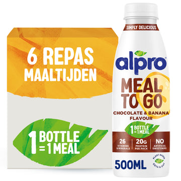 Alpro Meal to Go Choco‑Banaan -  26 vitaminen en mineralen, eiwitten en vezels - 6 x 500ml