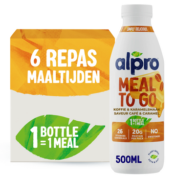 Alpro Meal to Go Koffie‑Karamel- 26 vitaminen en mineralen, eiwitten en vezels 6 x 500ml