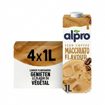 ALPRO Macchiato – Boisson végétale au soja saveur café – Riche en protéines – Sans lactose – 4 x 1 L