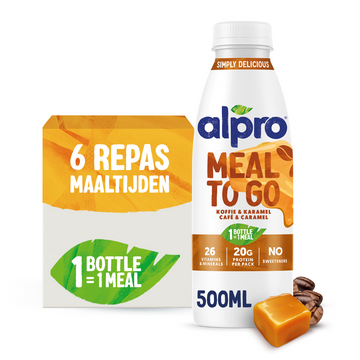 Alpro Meal to Go Koffie‑Karamel- 26 vitaminen en mineralen, eiwitten en vezels 6 x 500ml