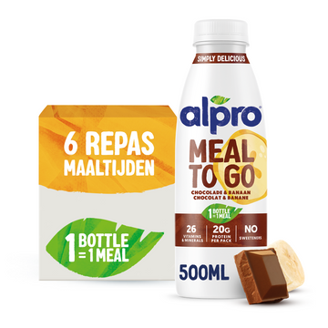 Alpro Meal to Go Choco‑Banaan -  26 vitaminen en mineralen, eiwitten en vezels - 6 x 500ml