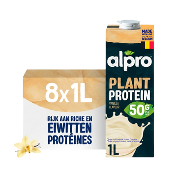 ALPRO Boisson Protéinée Soja Vanille Boisson Végétale Riche en Protéines Sans Lactose 8x1L